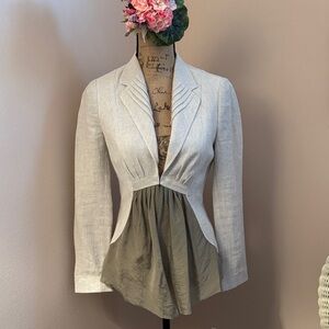 Elegant Women's Linen and Silk Two-Tone Jacket
